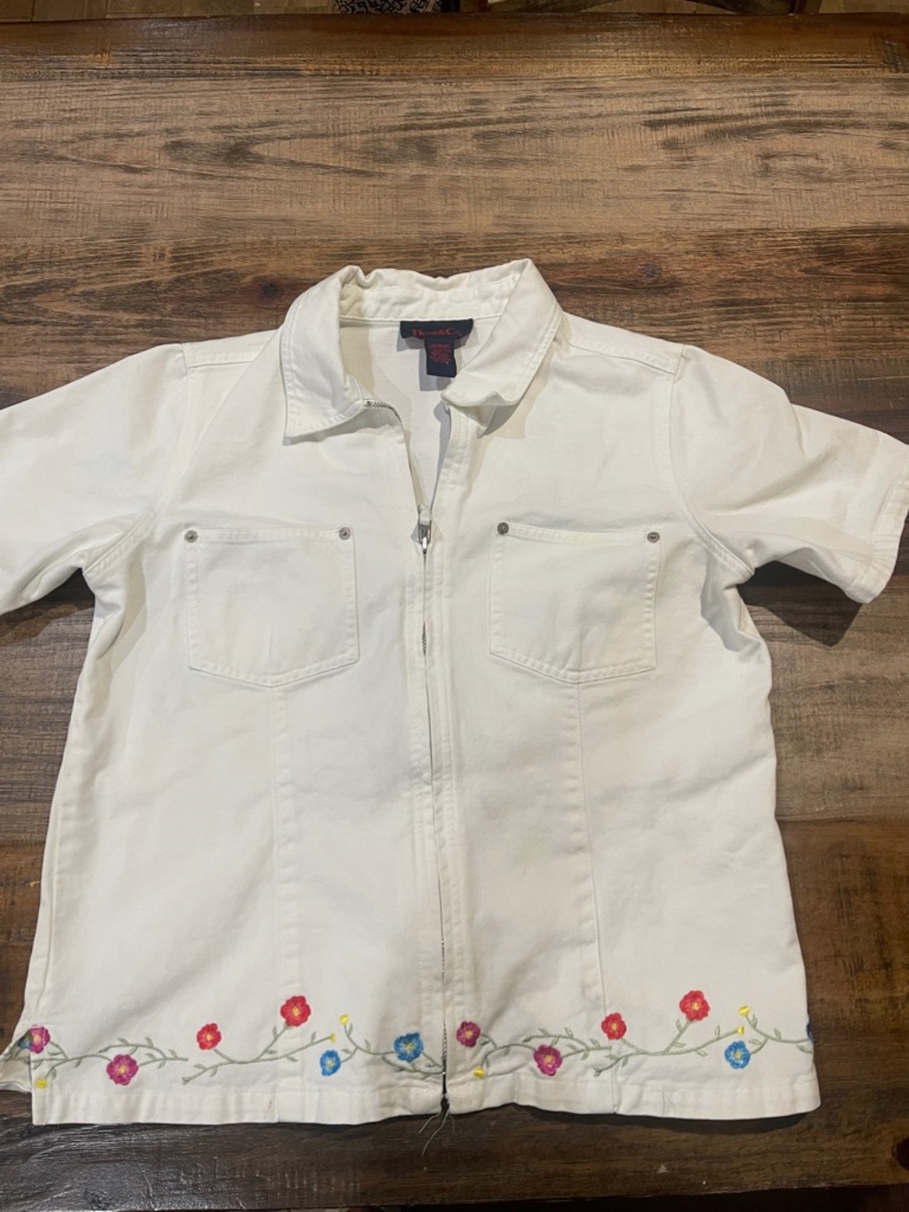 Denim&Co White Shirt/Jacket with Zipper